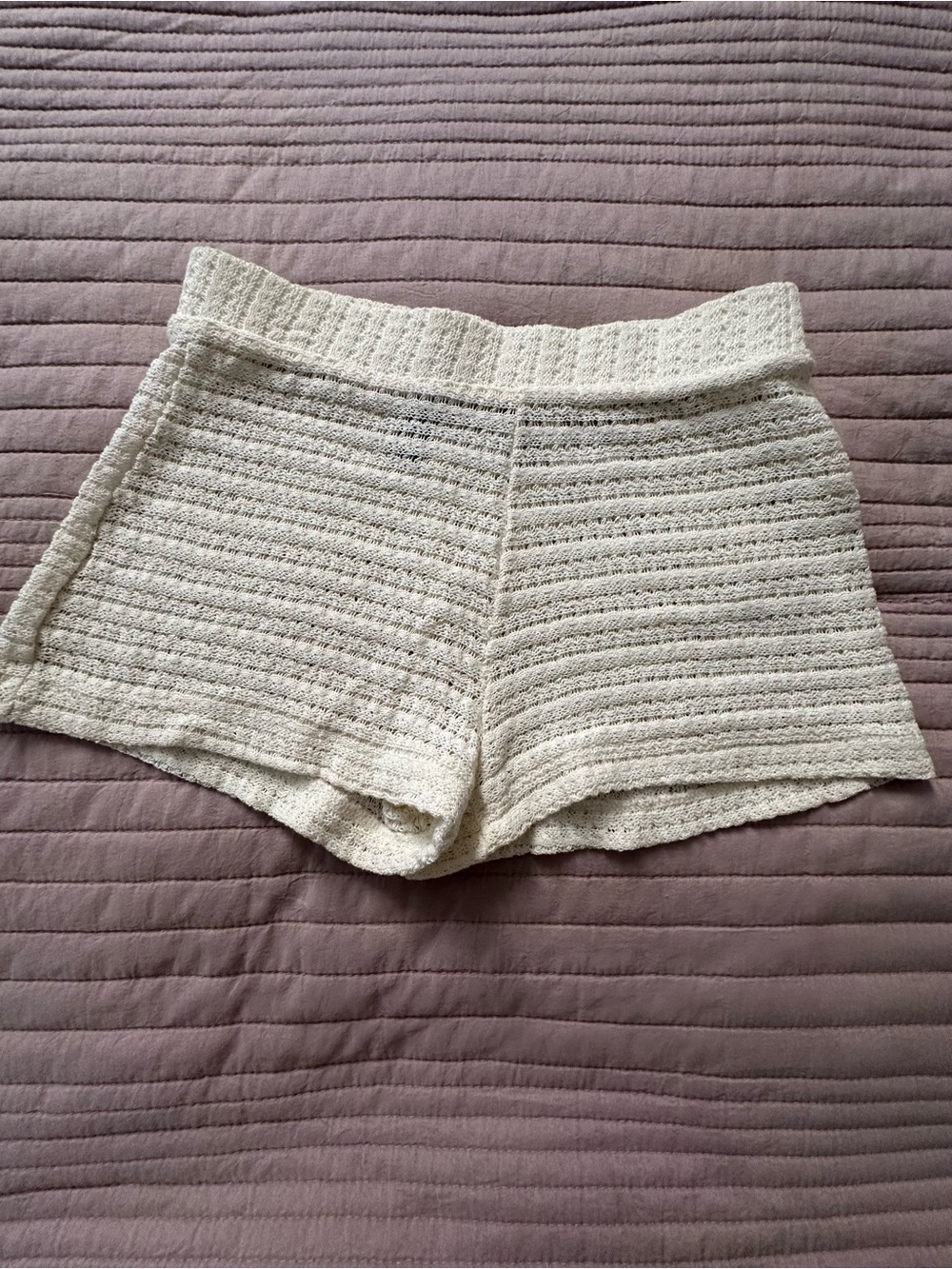 H&M Divided Cream Crochet Knit Shorts Boho Summer Pointelle